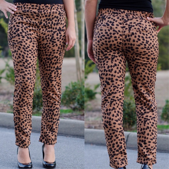 NWT Elastic Leopard Pants - Picture 1 of 1